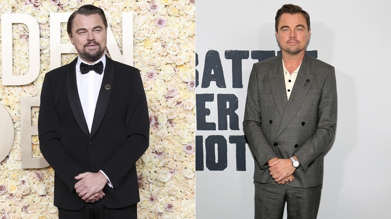 Side by side image of Leonardo DiCaprio in January 2024 and September 2025