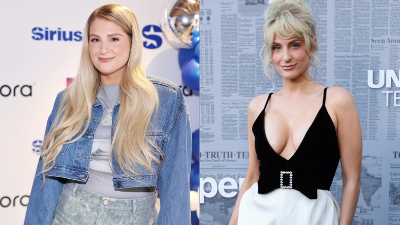 Side by side image of Meghan Trainor in June 2024 and August 2025