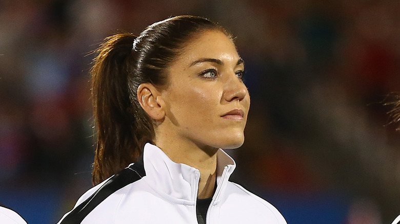 Hope Solo staring off to the side