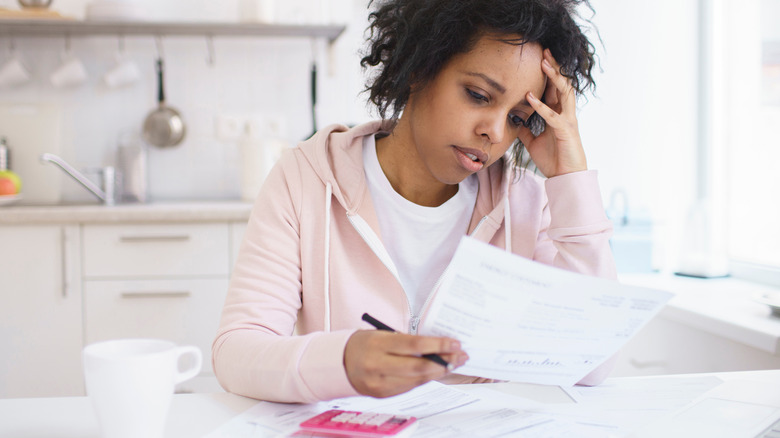 Woman working on finances