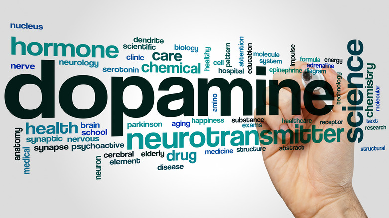 Word map with dopamine at the center.
