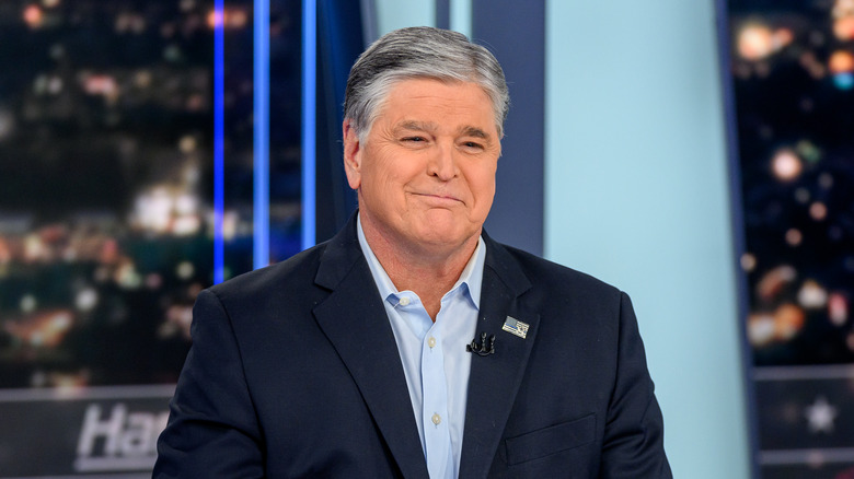 Sean Hannity on the Fox News studio set 