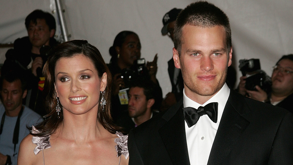 Bridget Moynahan, Tom Brady smiling at black tie event