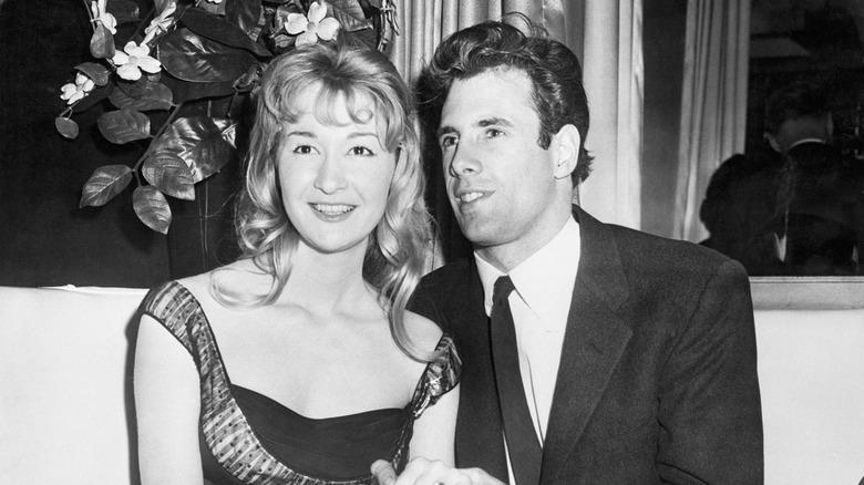 Diane Ladd and Bruce Dern, having dinner the week the were married, while they were appearing in the play "Orpheus Descending". The marriage produced a daughter, actress Laura Dern. New York, 1960.
