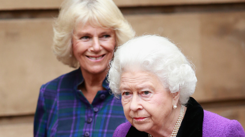Queen Elizabeth and Camilla Parker Bowles at an event 