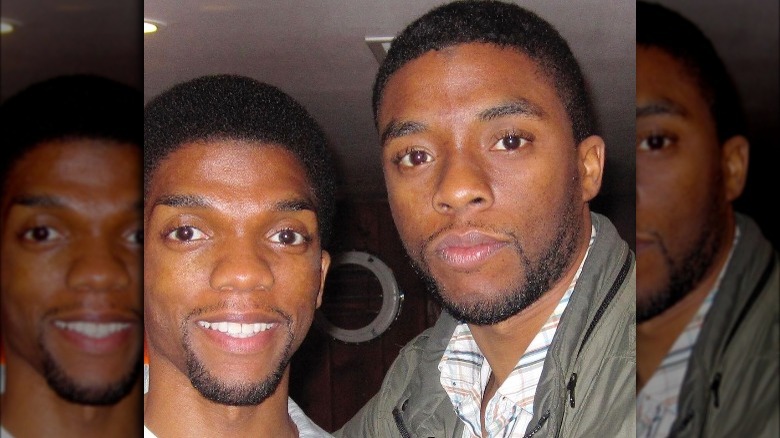 Chadwick Boseman and brother Kevin Boseman pose for a photo