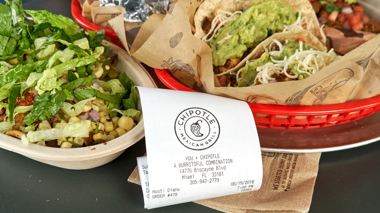 Chipotle order with receipt 