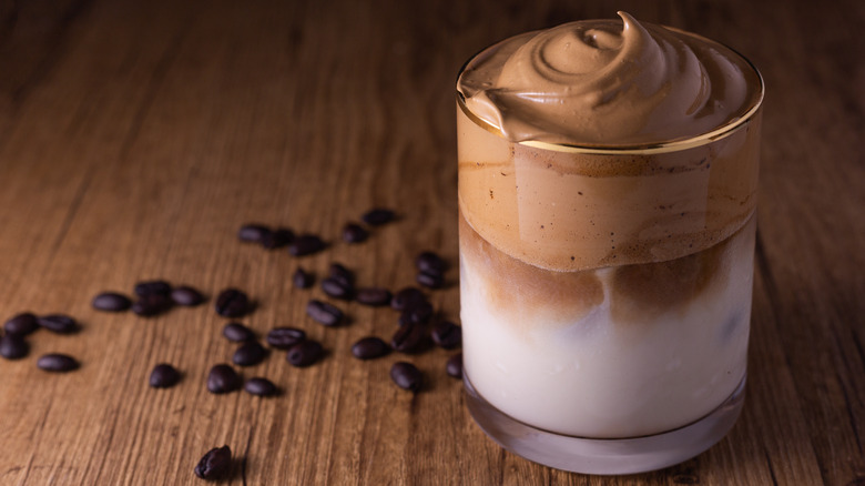 Whipped Dalgona coffee over milk