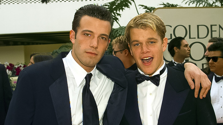 Ben Affleck and Matt Damon arrive at the 55th Annual Golden Globes Awards Show, January 18, 1998 in Beverly Hills, California.