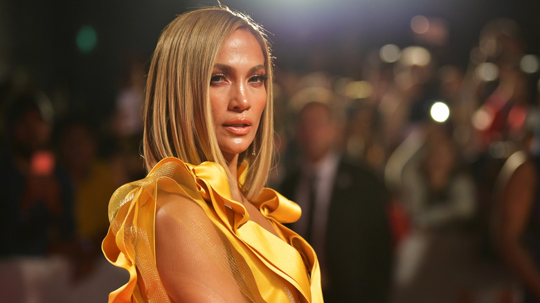 Jennifer Lopez poses at an event