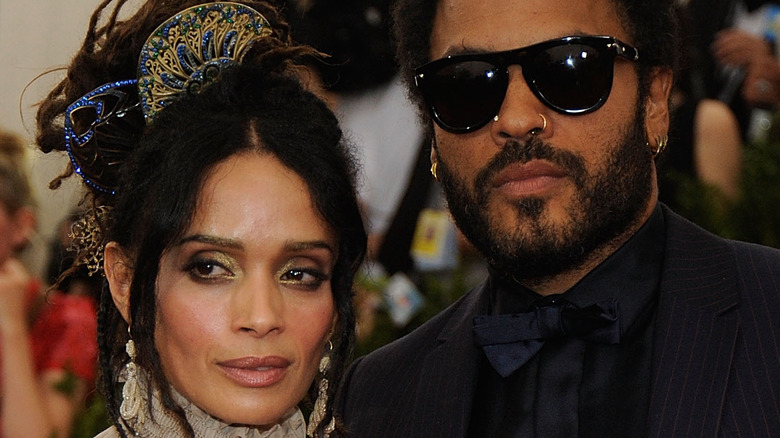 Lisa Bonet and Lenny Kravitz posing