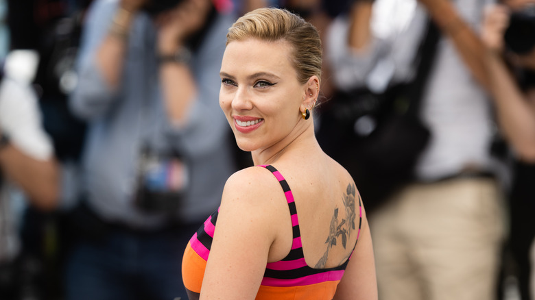 Scarlett Johansson smiling at event