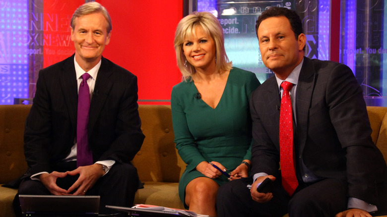 Steve Doocy, Gretchen Carlson and Brian Kilmeade taping "Fox & Friends" in 2011