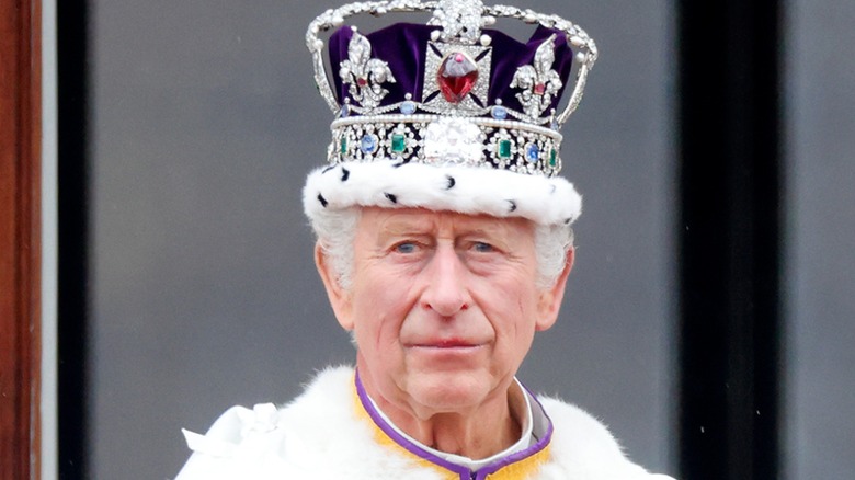 King Charles wearing coronation crown