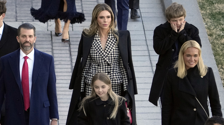 Donald Trump Jr., Bettina Anderson, Vanessa Trump walking to inauguration 2025