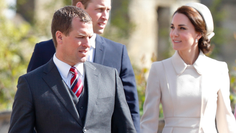Peter Phillips and Princess Catherine walking next to each other