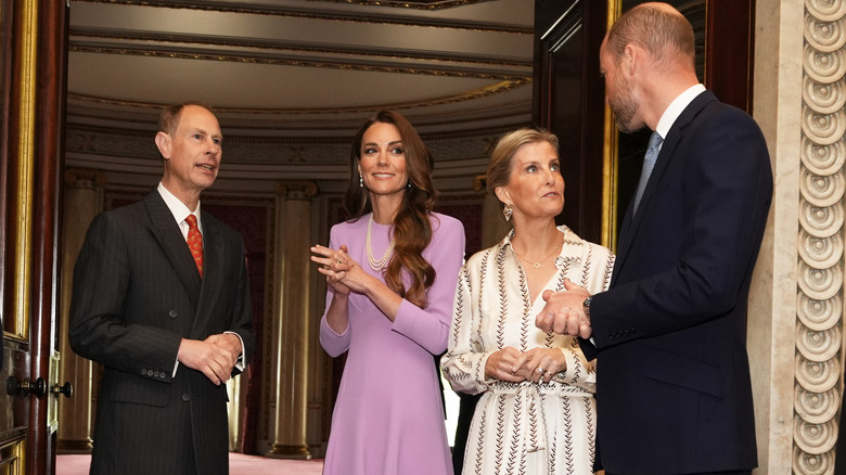 Princess Catherine and Prince William in conversation with Prince Edward and Duchess Sophie