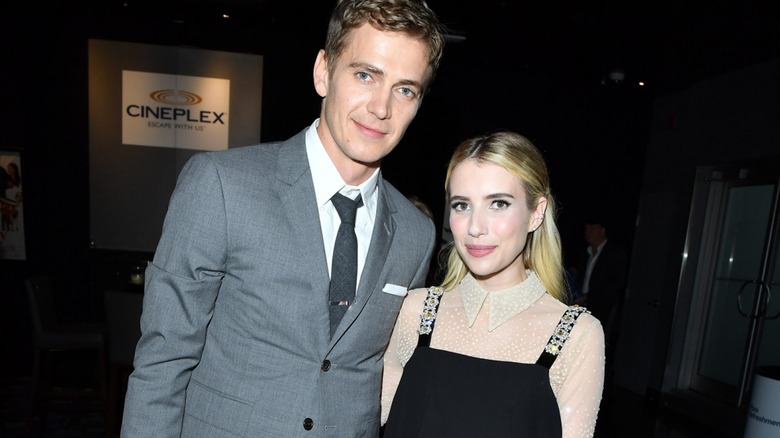 Emma Roberts posing with Hayden Christensen