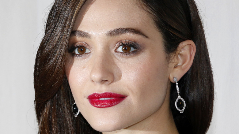 Emmy rossum close-up red lipstick