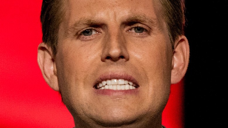 Eric Trump with a pained look.