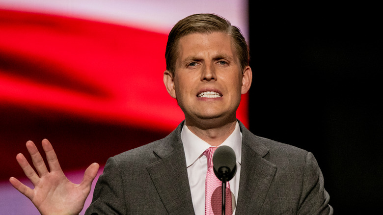 Eric Trump with a pained look.