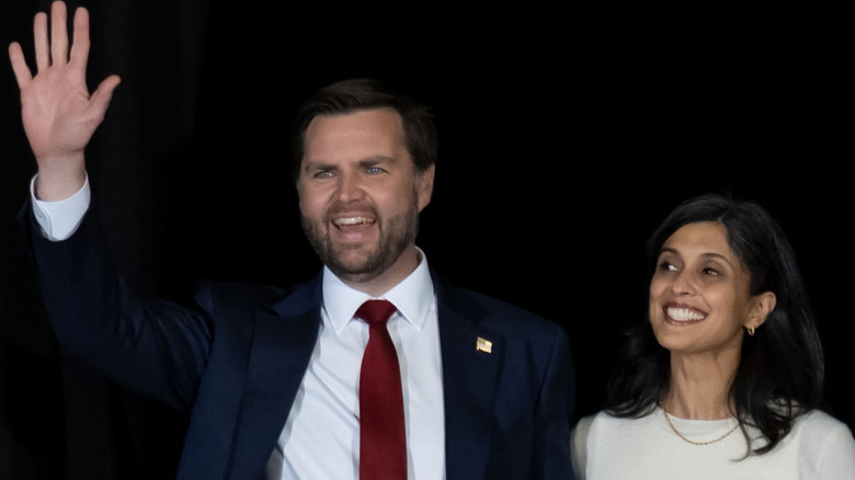 Vice President JD Vance waving with his wife Usha