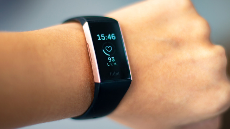 Woman wearing Fitbit