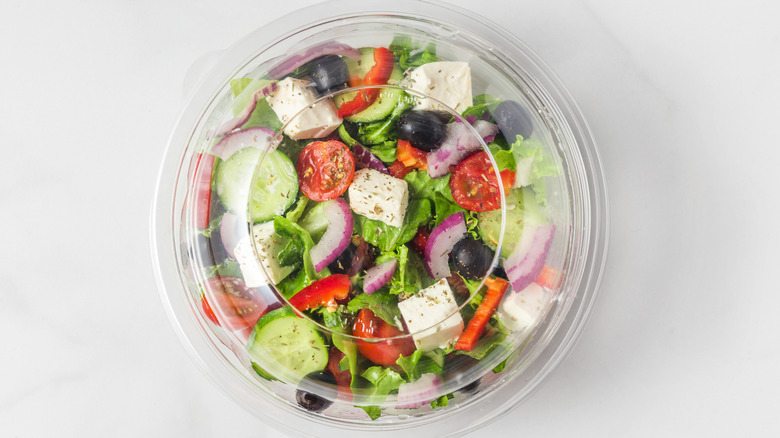salad in plastic container 