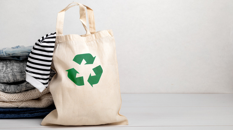 Recycle symbol on a bag