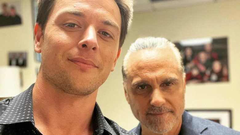 Chad Duell (Michael Corinthos) and Maurice Benard (Sonny Corinthos) of General Hospital posing together