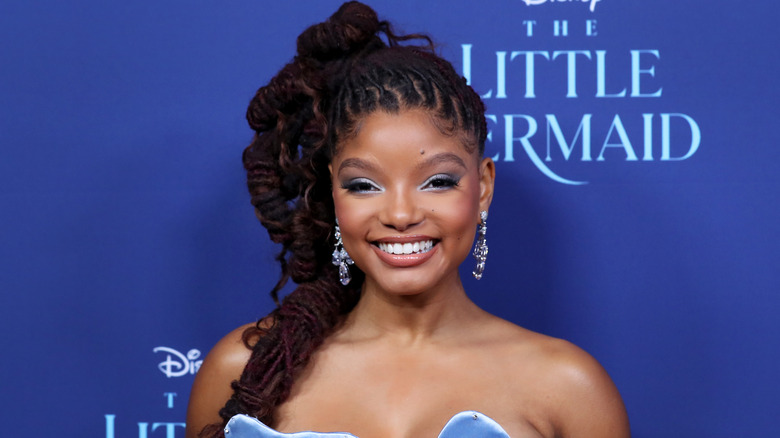 Halle Bailey smiling at premiere