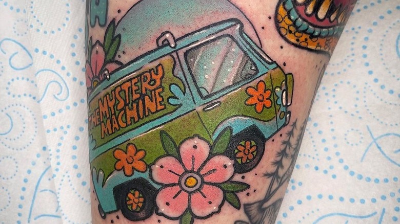 New school tattoo of the Mystery Machine from "Scooby-Doo"