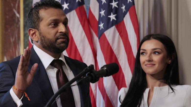 Alexis Wilkins looks on as Kash Patel is sworn in as the new FBI Director in Washington, DC (2025)