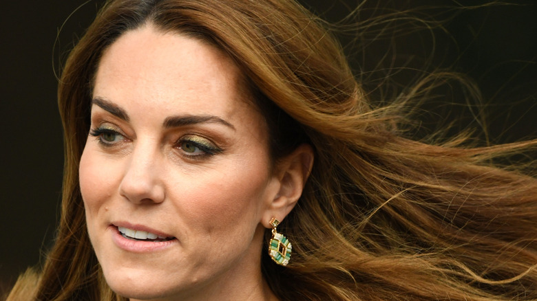 Kate Middleton with flowing hair 