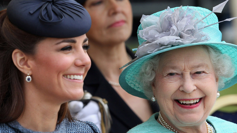 Kate Middleton and Queen Elizabeth smiling together