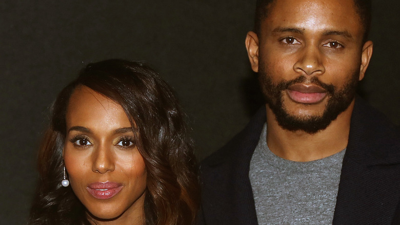 Kerry Washington and Nnamdi Asomugha posing together