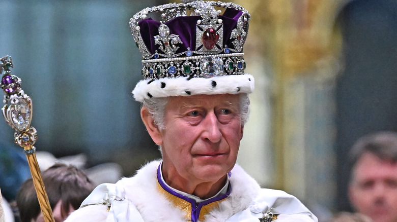 King Charles III wearing crown