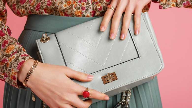 Mint green faux leather purse