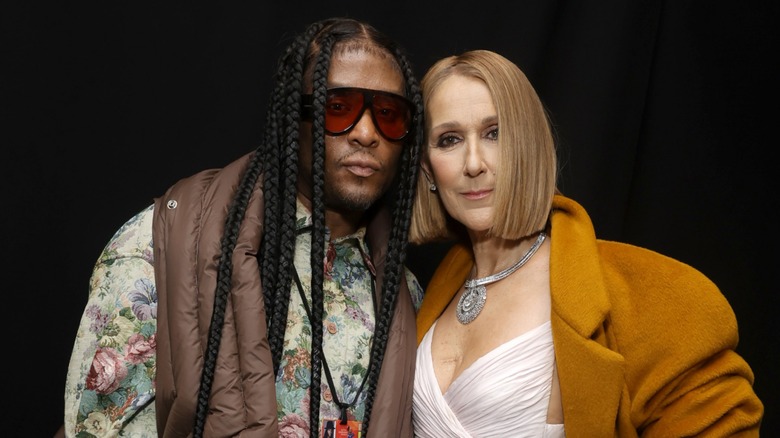 Law Roach arm-in-arm with Celine Dion at the 2024 Grammys
