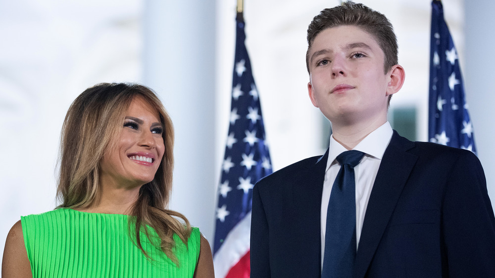 Barron and mother Melania Trump 