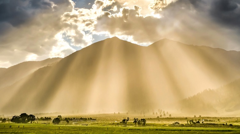 Sunlight raining down from the sky