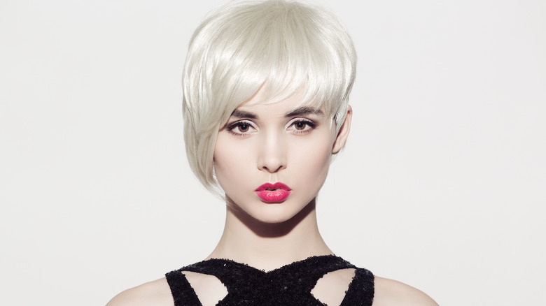 Woman growing out pixie haircut