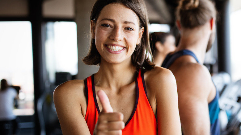 A woman at the gym