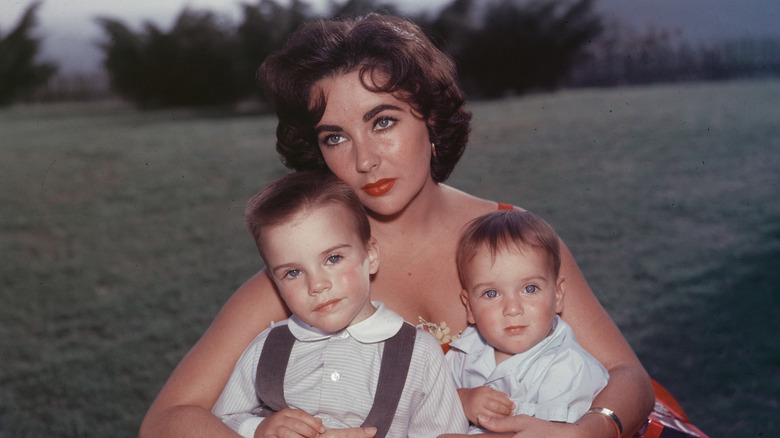Elizabeth Taylor with sons Michael and Christopher 