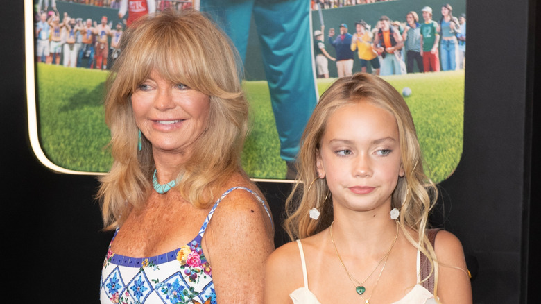 Goldie Hawn and Rio Hudson posing at the Happy Gilmore 2 premiere