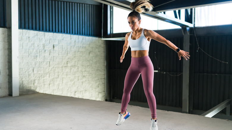 woman doing jump exercise