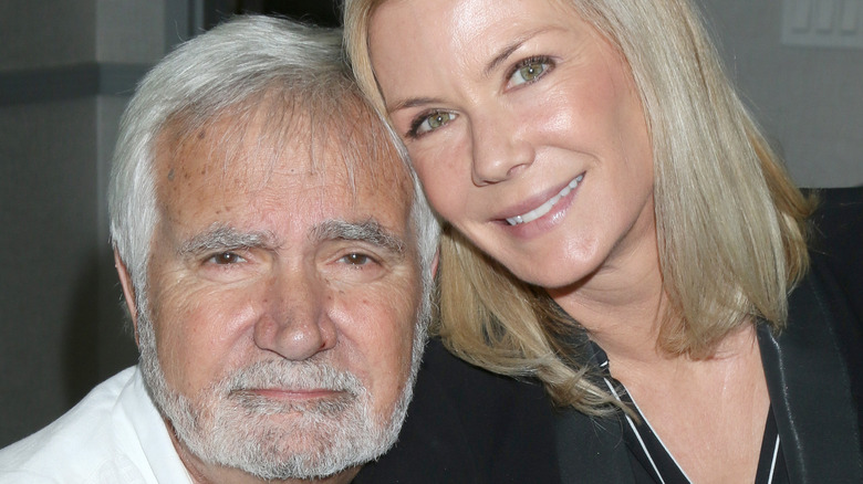 John McCook and Katherine Kelly Lang smiling