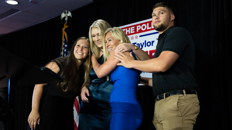 Marjorie Taylor Greene hugged by children 2022 election night
