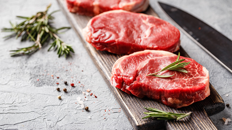 Red meat steaks with rosemary