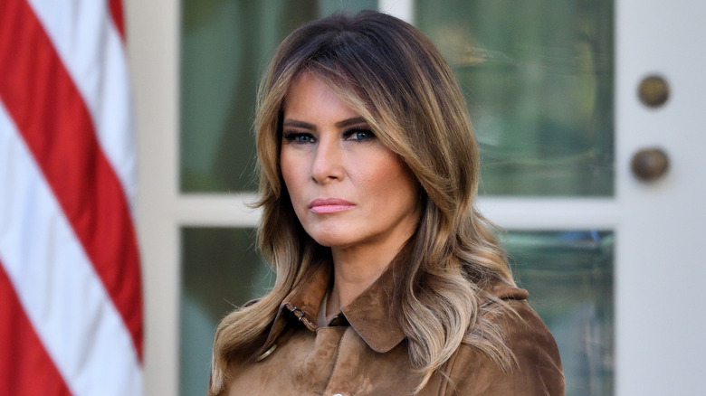 Melania Trump looking somber 